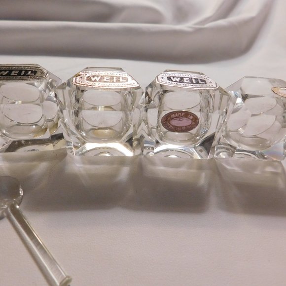 Vintage Weil Hand Cut Lead Crystal Open Salt Cellars Czechoslovakia - Picture 4 of 7